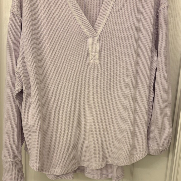 Aerie Lavender Waffle Knit Long Sleeve Top - Size XL - Picture 3 of 7